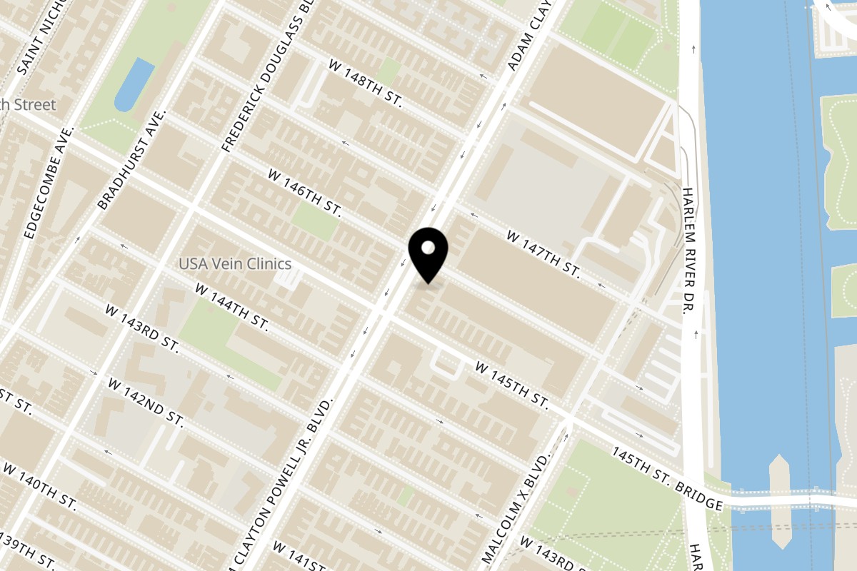 Map showing the location of King Barka Adam Clayton Powell Boulevard on 2515 Adam Clayton Powell Jr Blvd in New York